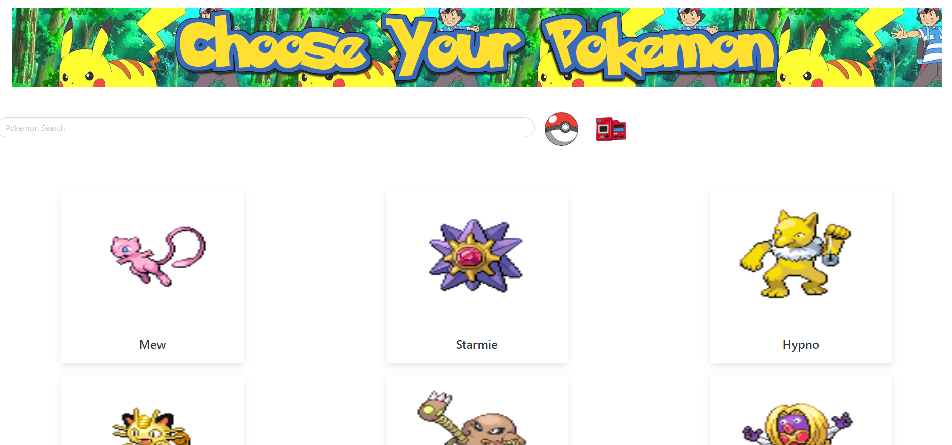 Choose Your Pokemon Website